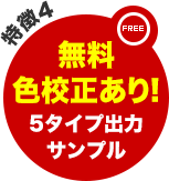 特徴4 - 無料色校正あり! 5タイプ出力サンプル