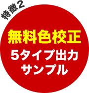 特徴2 - 無料色校正5タイプサンプル出力